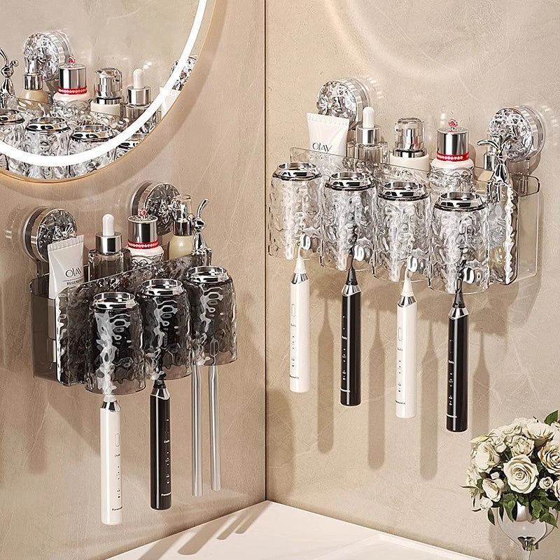 Glacier Pattern Wall Mounted Suction Cup Toothbrush Holder