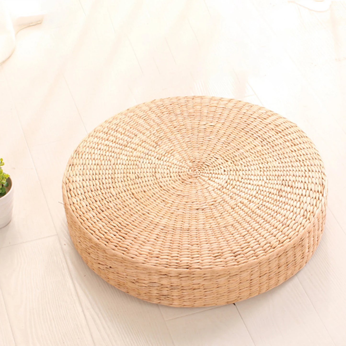 1Pc 45cm Tatami Cushion Breathable Widely Applied Comfortable Seat Cushion Round Straw Weave Handmade Pillow for Floor