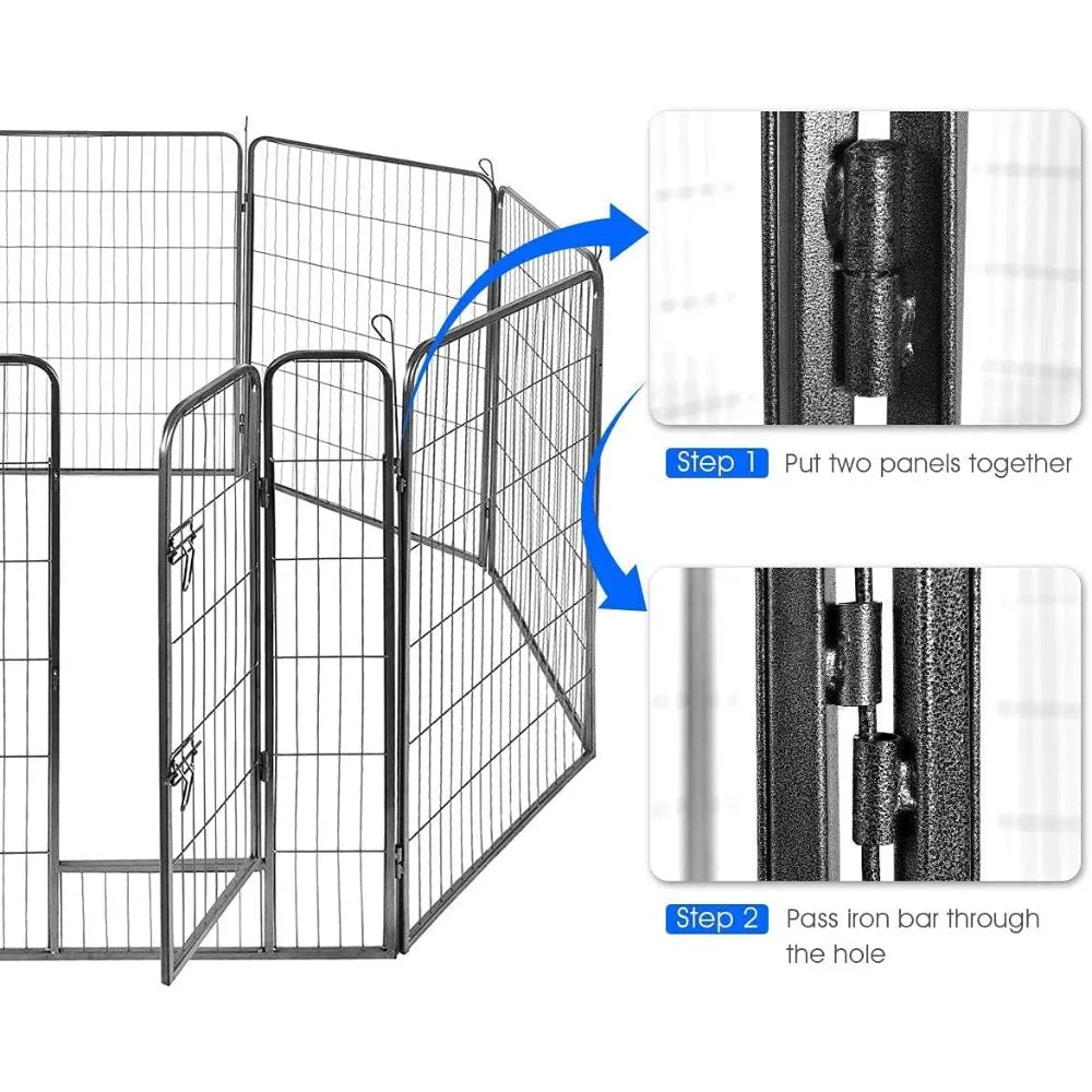 16 Panels Metal Dog Playpen 48 Inch Height Foldable Doors