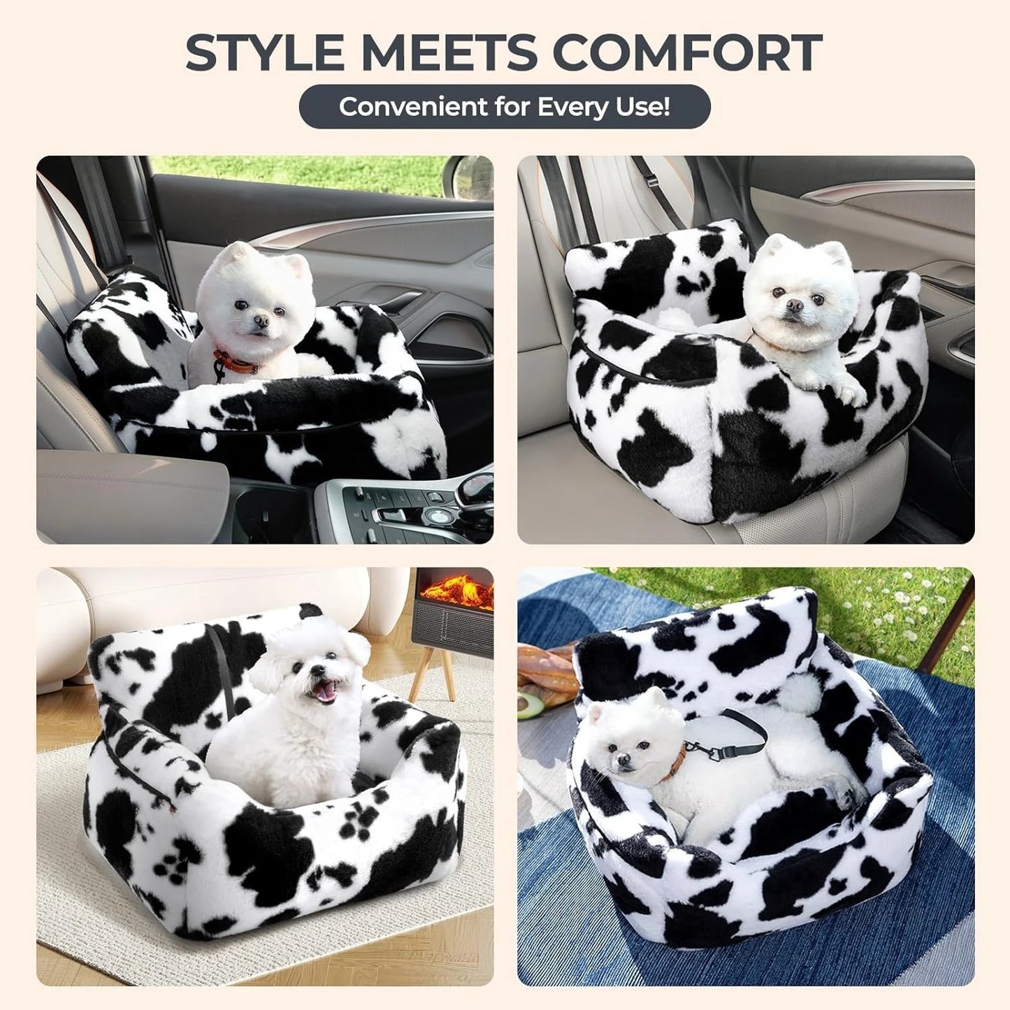Dog Car Seat for Small Dogs Detachable and Washable Cat Car Seats Under 25 Pounds Soft Pet Booster Seats with Storage Pockets