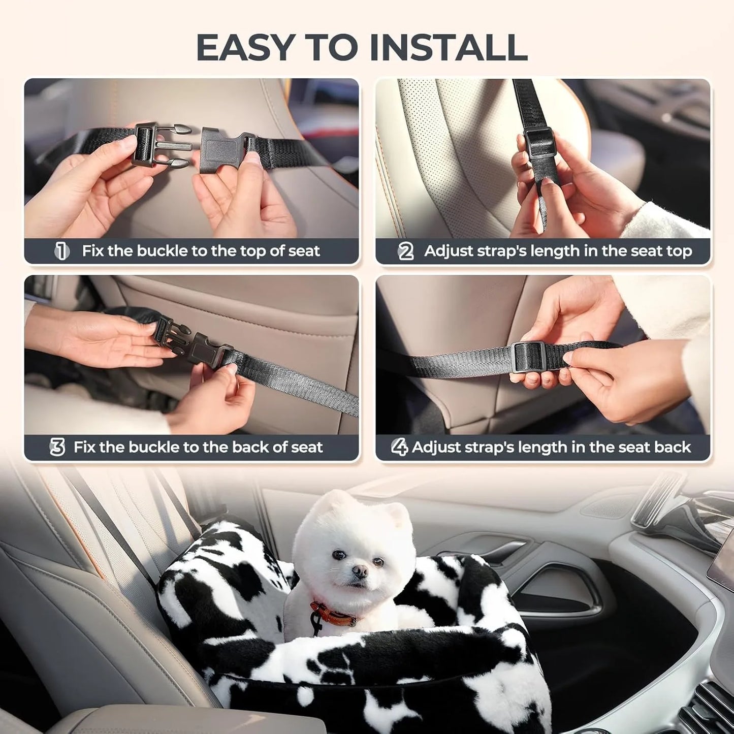 Dog Car Seat for Small Dogs Detachable and Washable Cat Car Seats Under 25 Pounds Soft Pet Booster Seats with Storage Pockets
