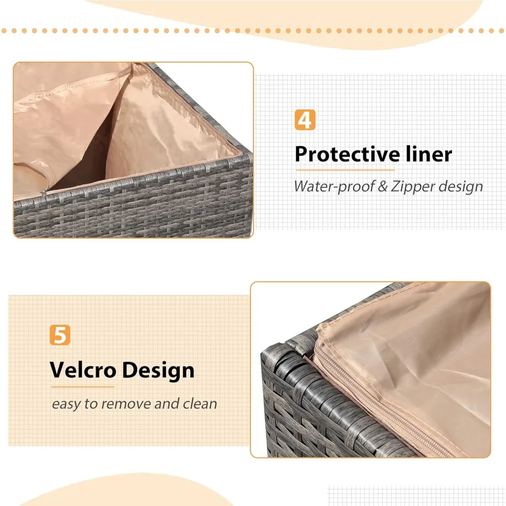 Outdoor Patio Storage Box Waterproof Wicker Storage Bin Deck Box for Cushions Garden Tools 88 Gallon