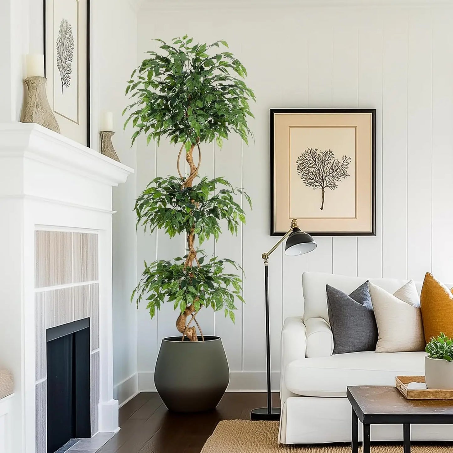 Ficus Tree Artificial Indoor Plant In White Pot 4ft 5ft 6ft