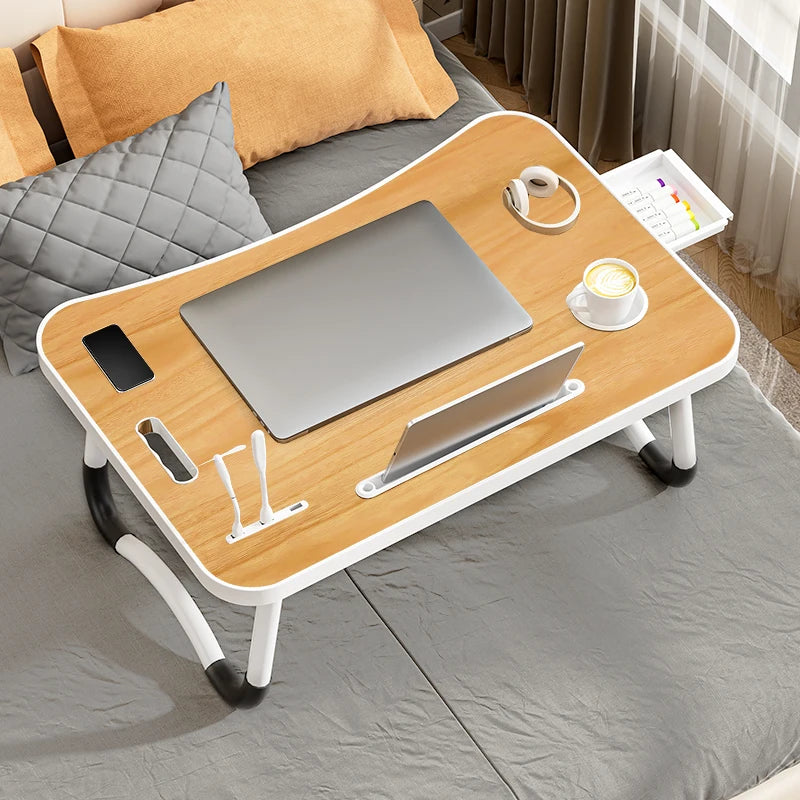 Foldable Laptop Desk With Usb Light Tablet Slot Cup Holder