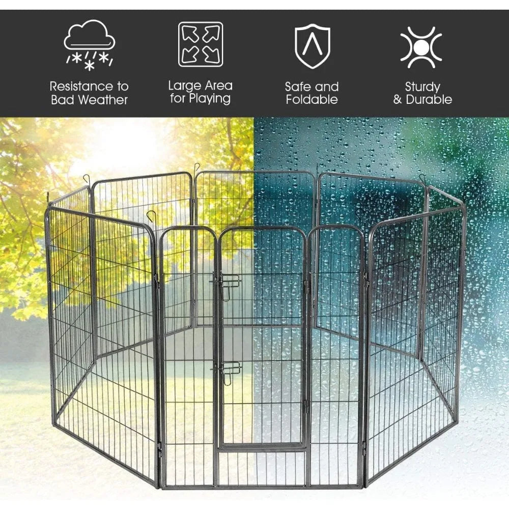 16 Panels Metal Dog Playpen 48 Inch Height Foldable Doors