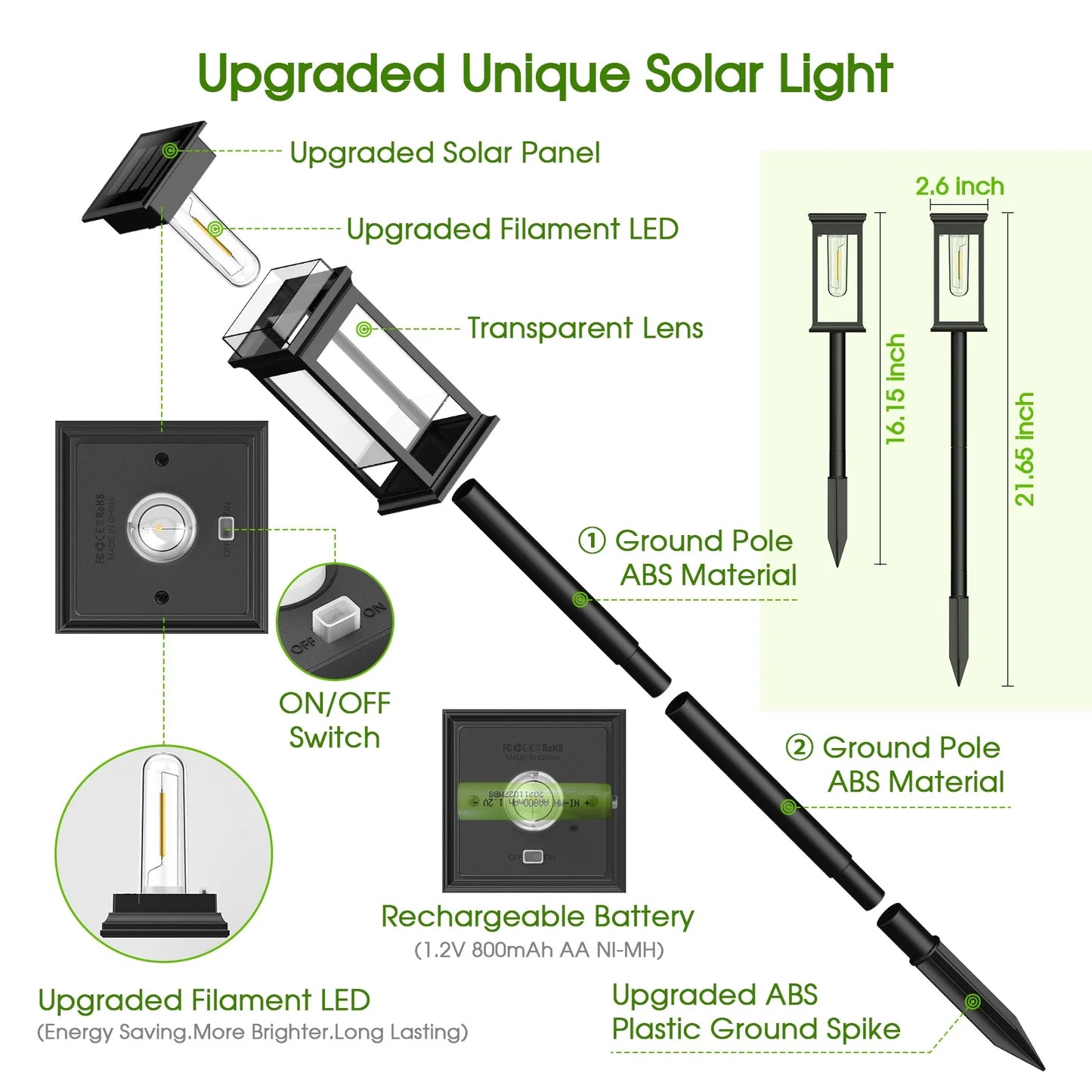 Upgraded Solar Lights 2 6 12 Pack Warm White 2700K Walkway