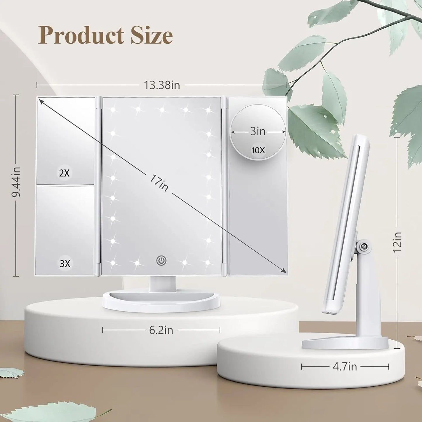 Bathroom Makeup Mirror With Lights 2X 3X 10X Magnification