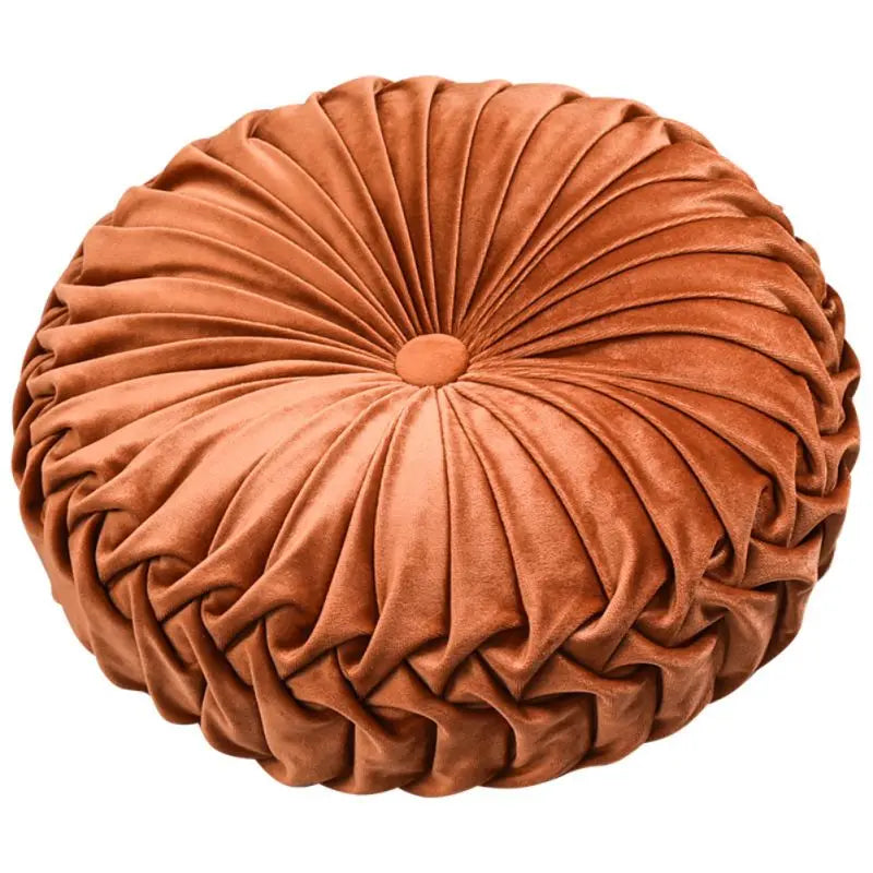38cm Round Pleated Throw Pillow Soft Velvet Cushion Floor Pillows for Living Room Chair Couch Sofa Decorative Pillows For Bed