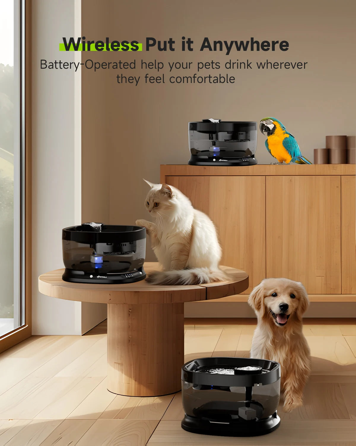 APETDOLA 7L Wireless Dog Cat Water Fountain Auto Sensor