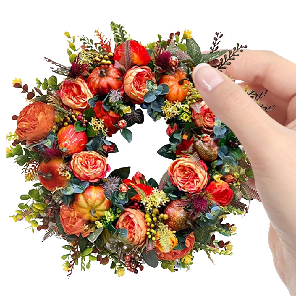 Autumn Harvest Pumpkin Wreath 45 to 50 cm Front Door Decor