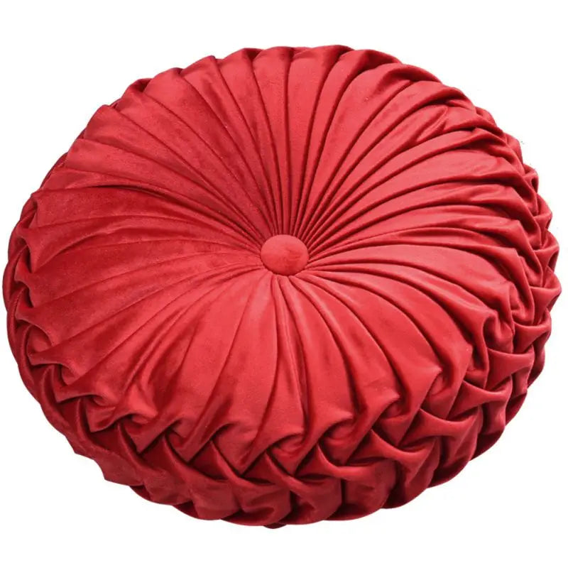 38cm Round Pleated Throw Pillow Soft Velvet Cushion Floor Pillows for Living Room Chair Couch Sofa Decorative Pillows For Bed