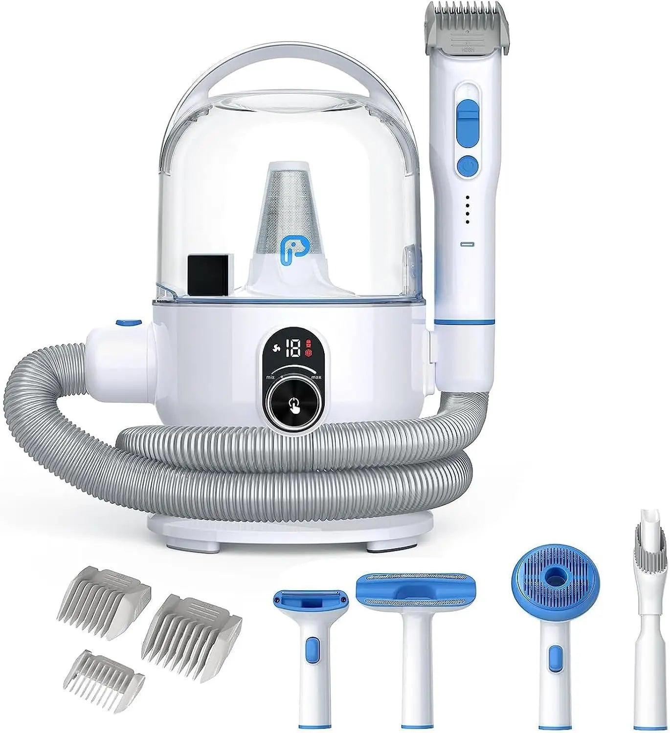 Pet Grooming Vacuum Kit 5 in 1 High Power Grooming Kit with 2.0L Dust Cup for Shedding Dogs and Cats Low Noise Hair Remover