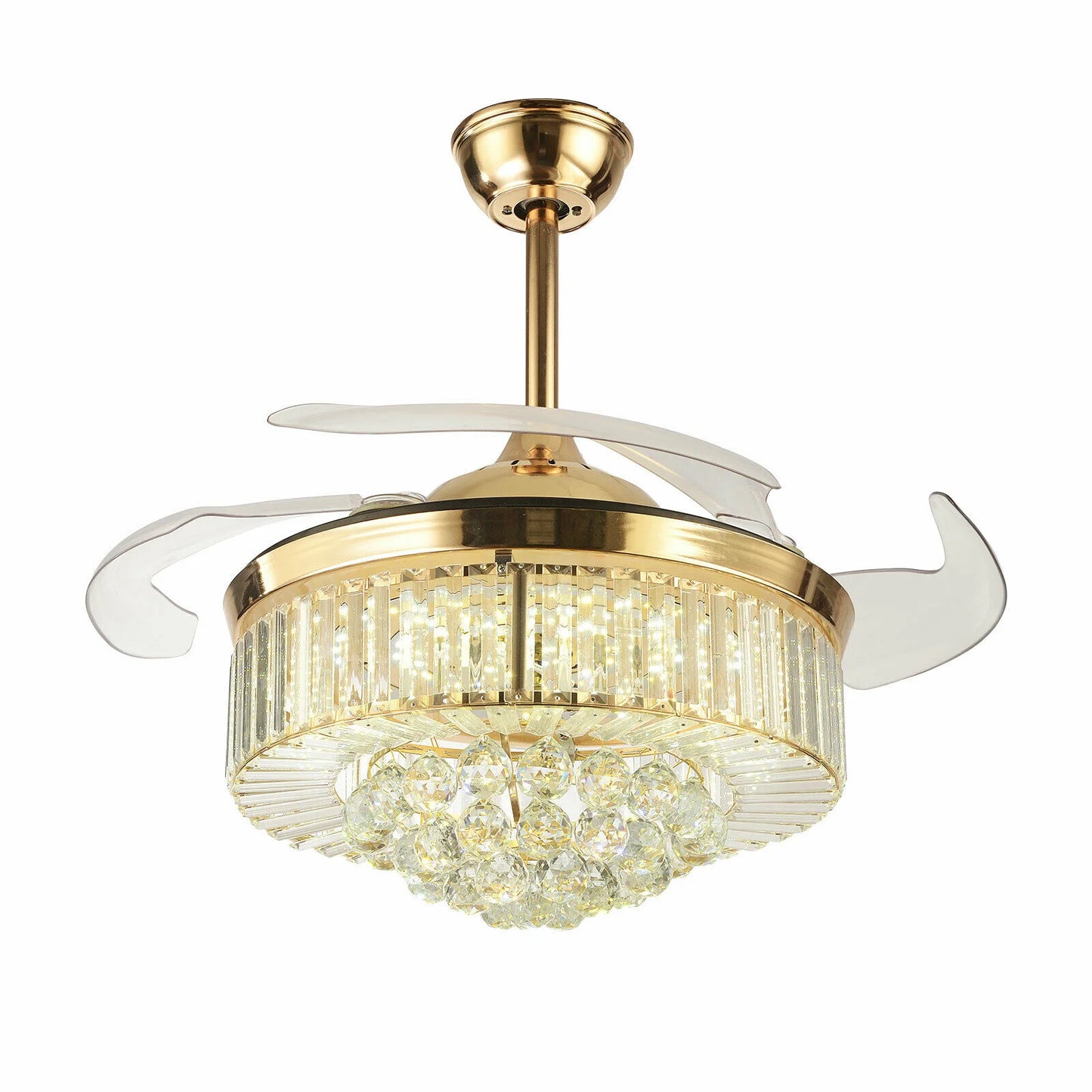 Invisible LED Ceiling Fan With Remote Crystal Chandelier