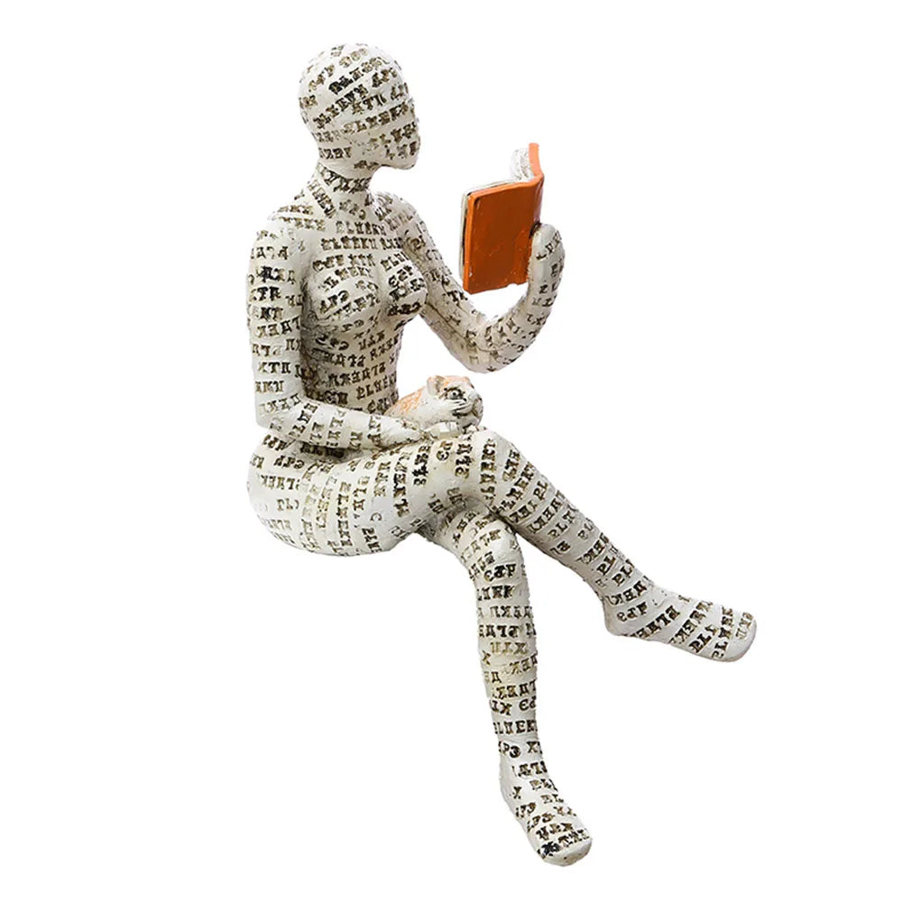 Reading Woman Statue Resin Sculptures Craft Home Room Desk Ornaments Decoration