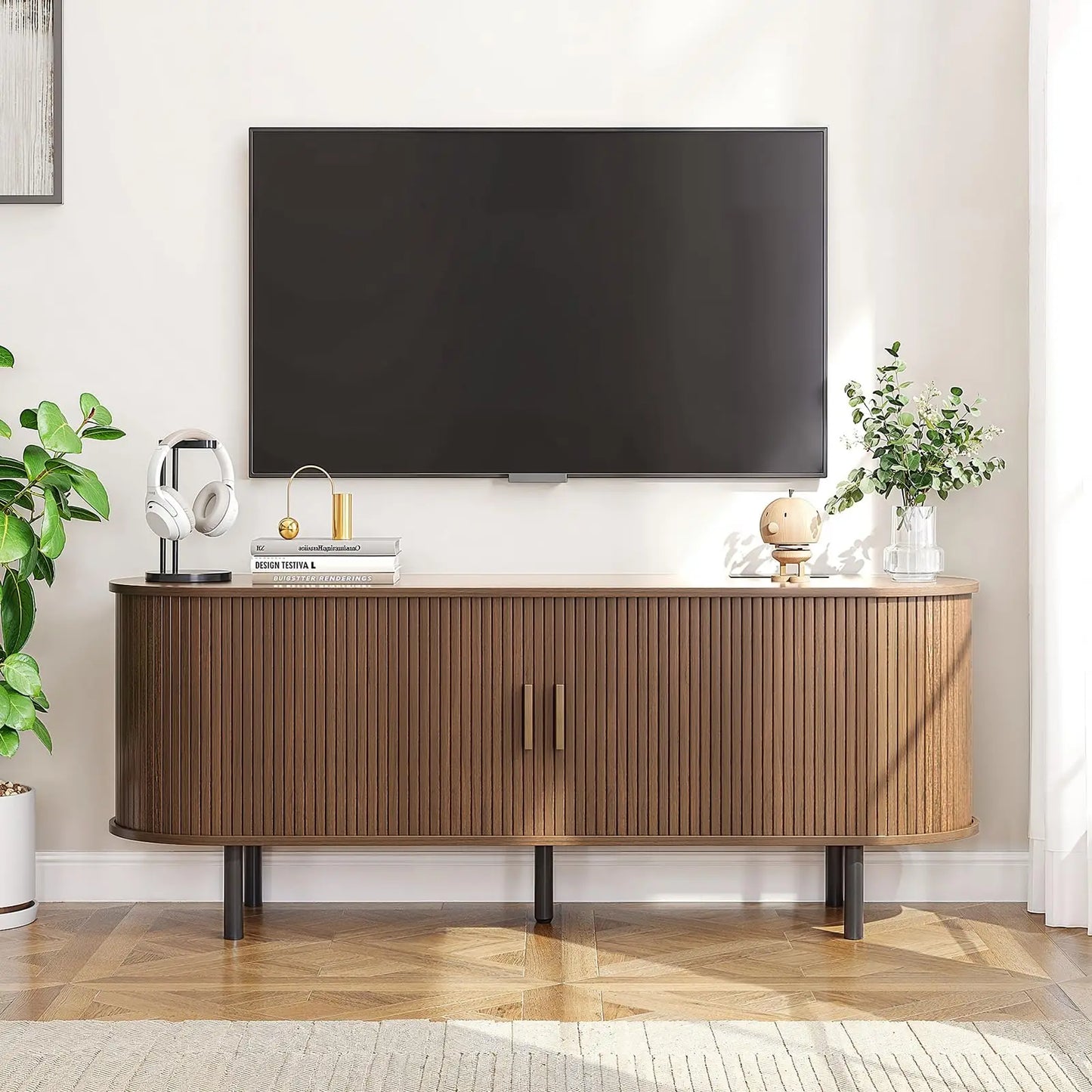 TV Stand With Power Outlet 60 To 70 Inch TVs With Doors