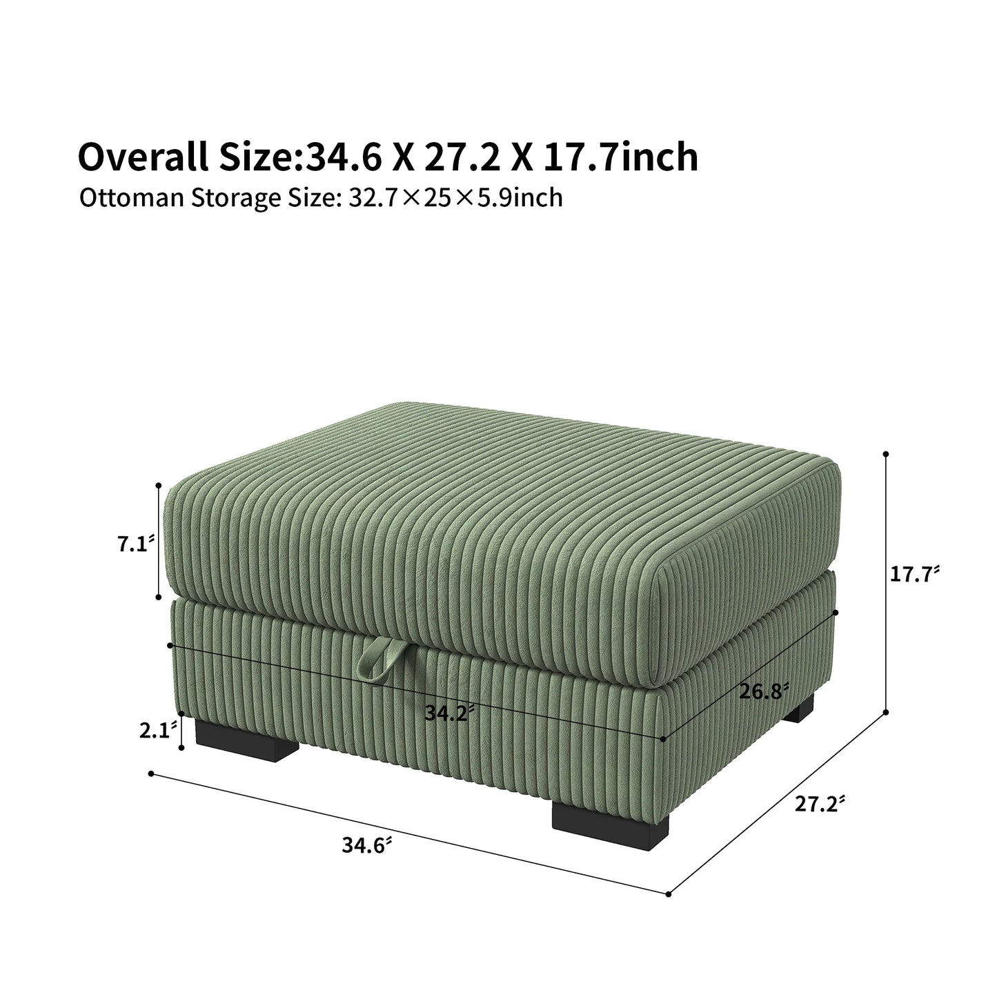 Corduroy Modular Sectional Sofa Cloud Couch 2 To 4 Seater