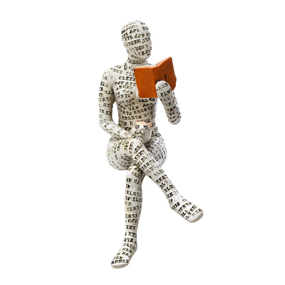 Reading Woman Statue Resin Sculptures Craft Home Room Desk Ornaments Decoration