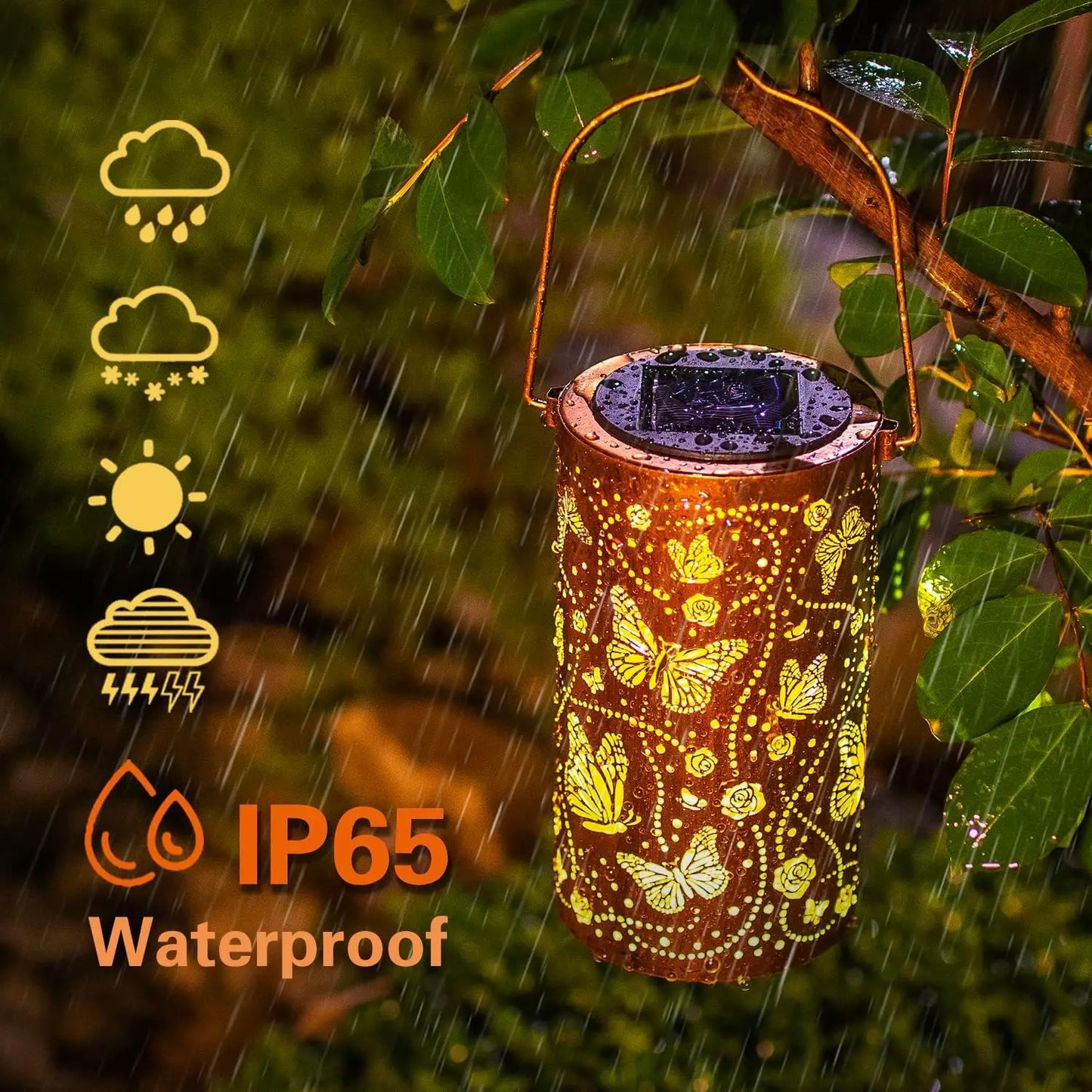 Butterfly Solar Lanterns Outdoor Waterproof Hanging Lights LED Metal Decorative Garden Yard Patio Lawn Pathway Landscape