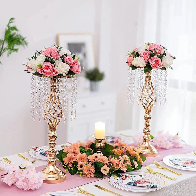 Gold Metal Flower Vase Centerpiece For Weddings And Dining