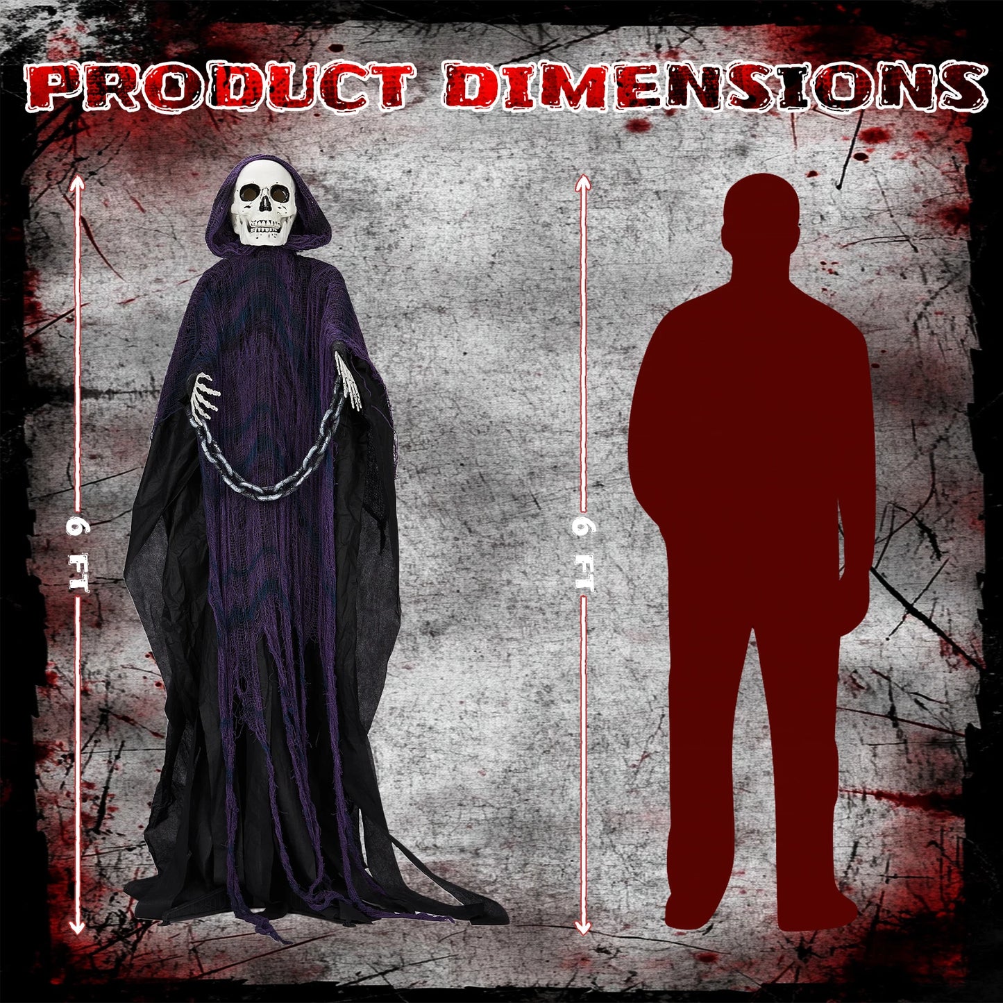 Six Foot Grim Reaper Animatronics Halloween Outdoor Decor