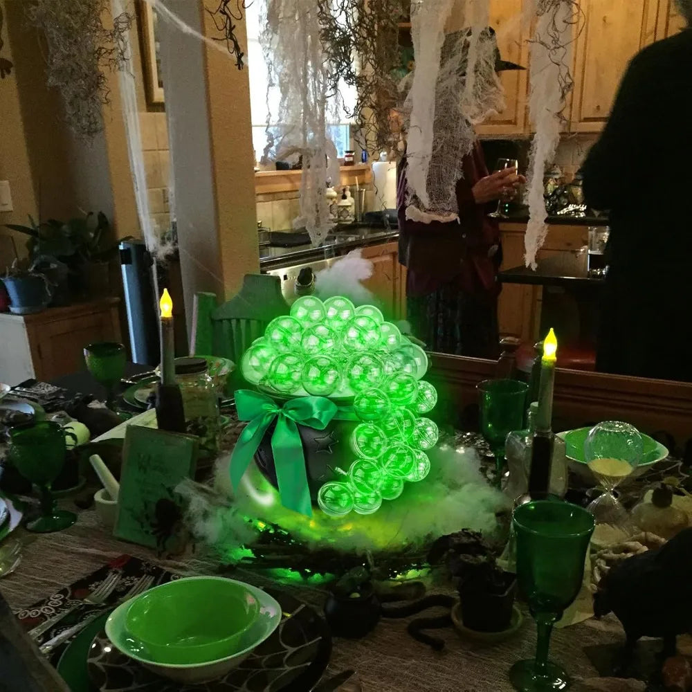 Green Light Witch Cauldron Bubble Decor for Halloween