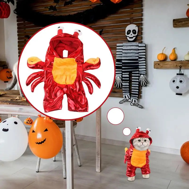 Crab Themed Dog Costume Red Hoodie For Halloween Party
