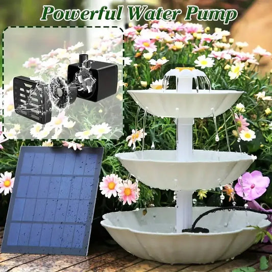 3 Tier Solar Bird Bath Fountain With Two And A Half Watt Pump DIY Detachable