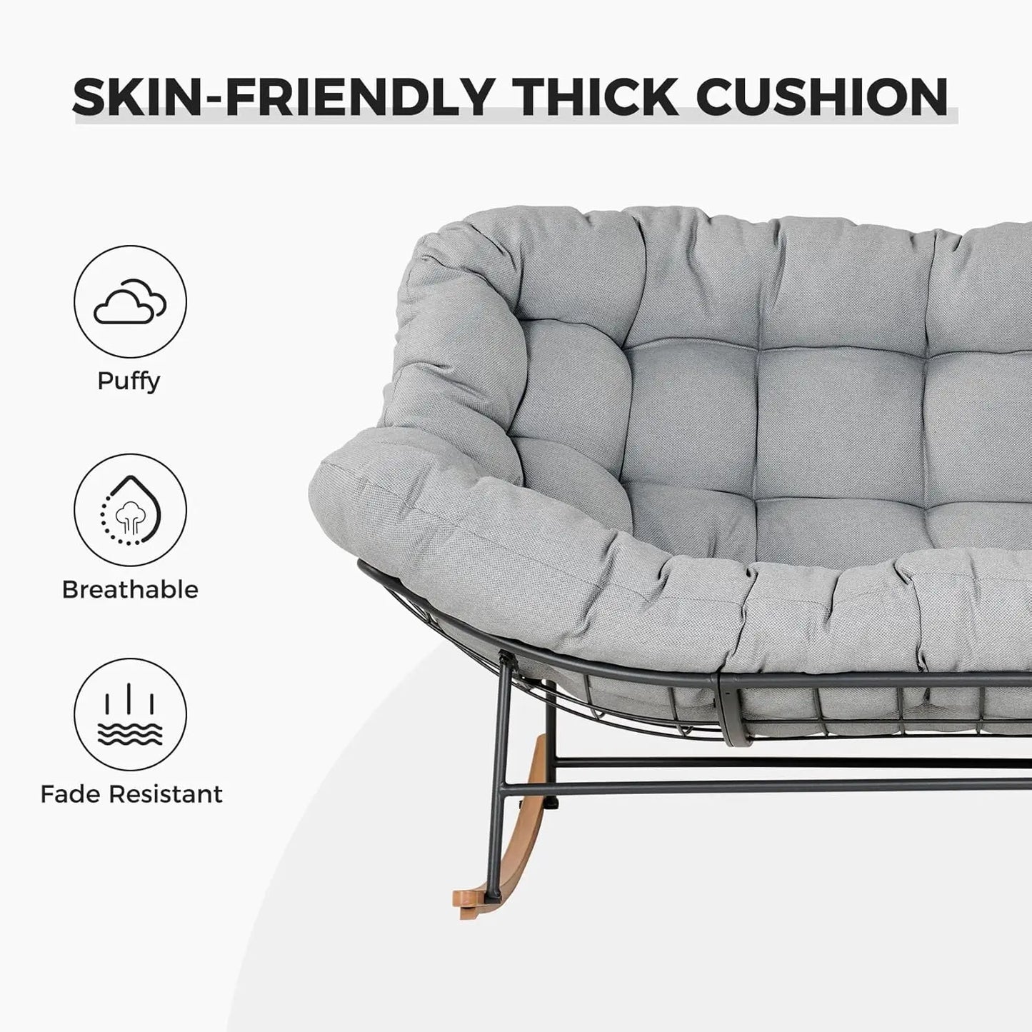 Oversized Papasan Rocking Chair For Two With E Coated Frame