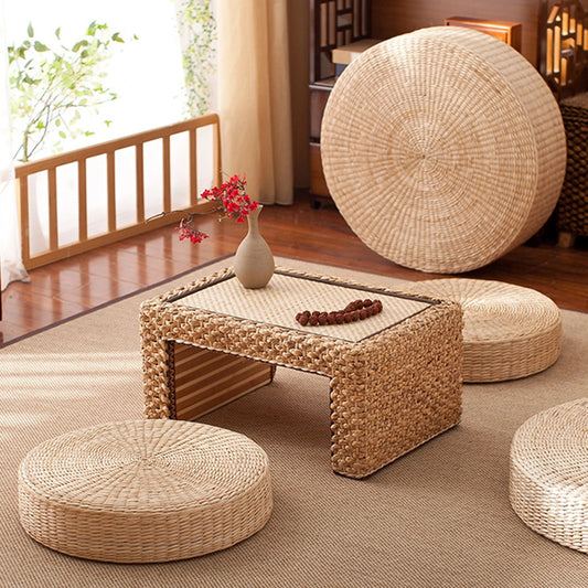 1Pc 45cm Tatami Cushion Breathable Widely Applied Comfortable Seat Cushion Round Straw Weave Handmade Pillow for Floor