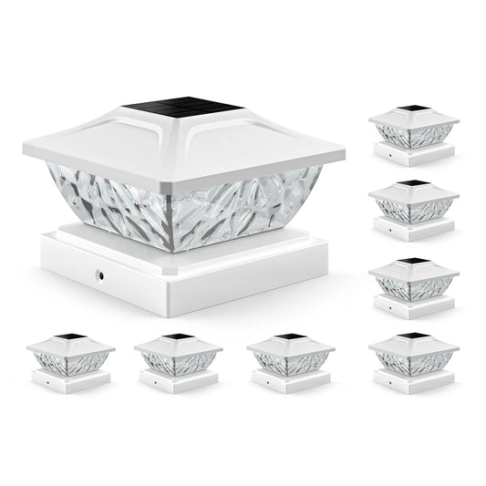 Solar Powered Post Lights Two Mode Bright White 4X4 Posts