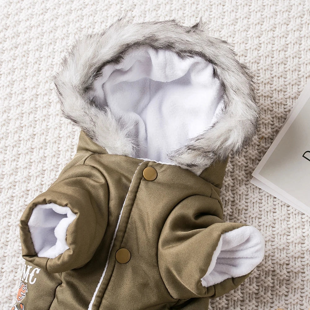Hooded Winter Dog Coat Windproof Warm Jumpsuit for Pets