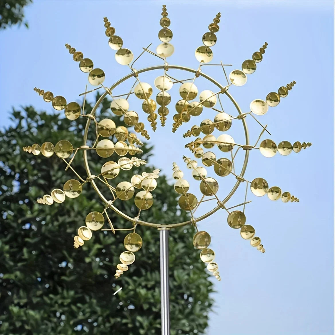 Creative Courtyard Garden Lawn Decoration Unique Wind Collector Magical Kinetic Energy Metal Windmill Rotator