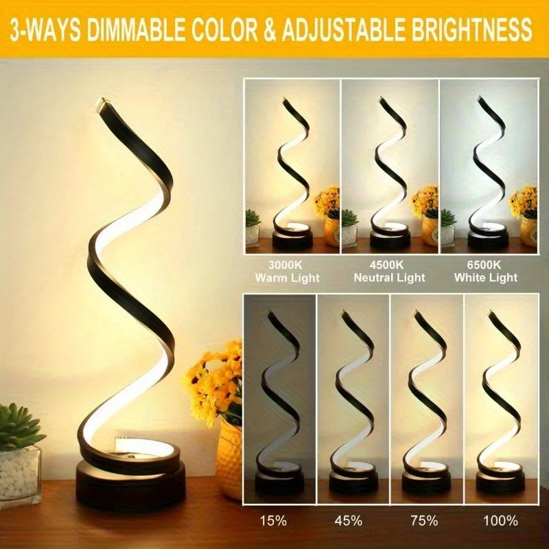 Spiral LED Table Lamp Dimmable Adjustable Arm Soft Light