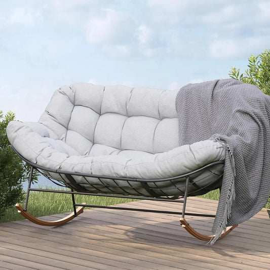 Oversized Papasan Rocking Chair For Two With E Coated Frame