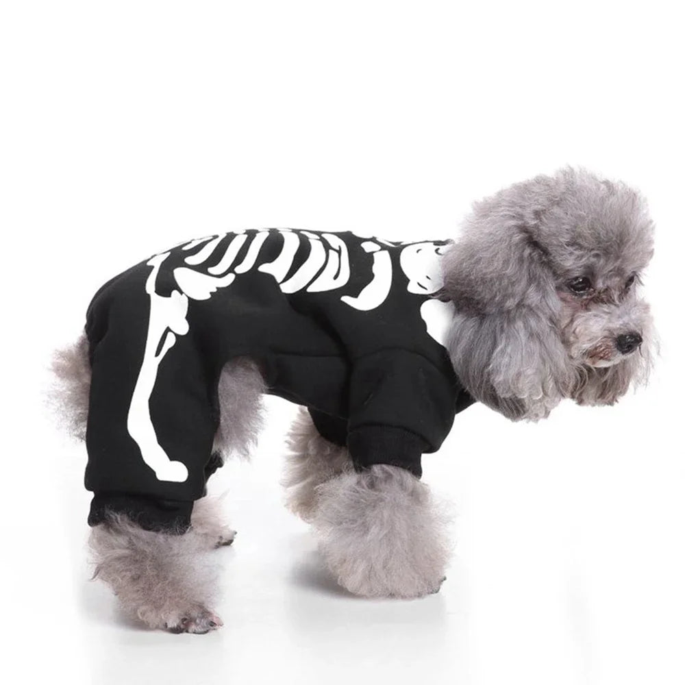 Skeleton Dog Costume Halloween Pet Clothes for Puppies Cats