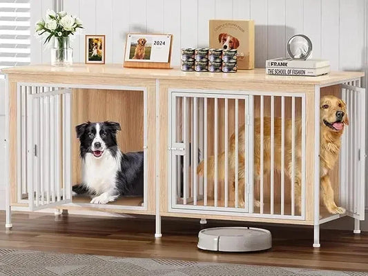 78 Inch Dog Cage Furniture for Two Dogs Extra Large Double Dog Crate for Large Breeds