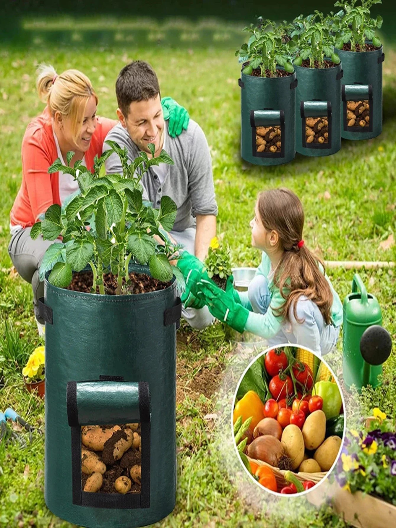 5 Pack Garden Grow Bags for Vegetables Pot Planter PE Cloth