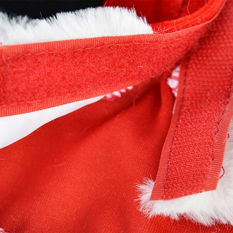 Pet Christmas Santa Coat For Small Dogs And Cats Hooded Winter Outfit