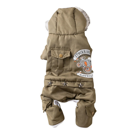 Hooded Winter Dog Coat Windproof Warm Jumpsuit for Pets