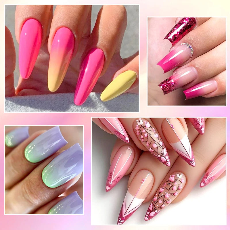 6Pc Gel Nail Polish Set Nude Pink Red Glitter Soak Vernis