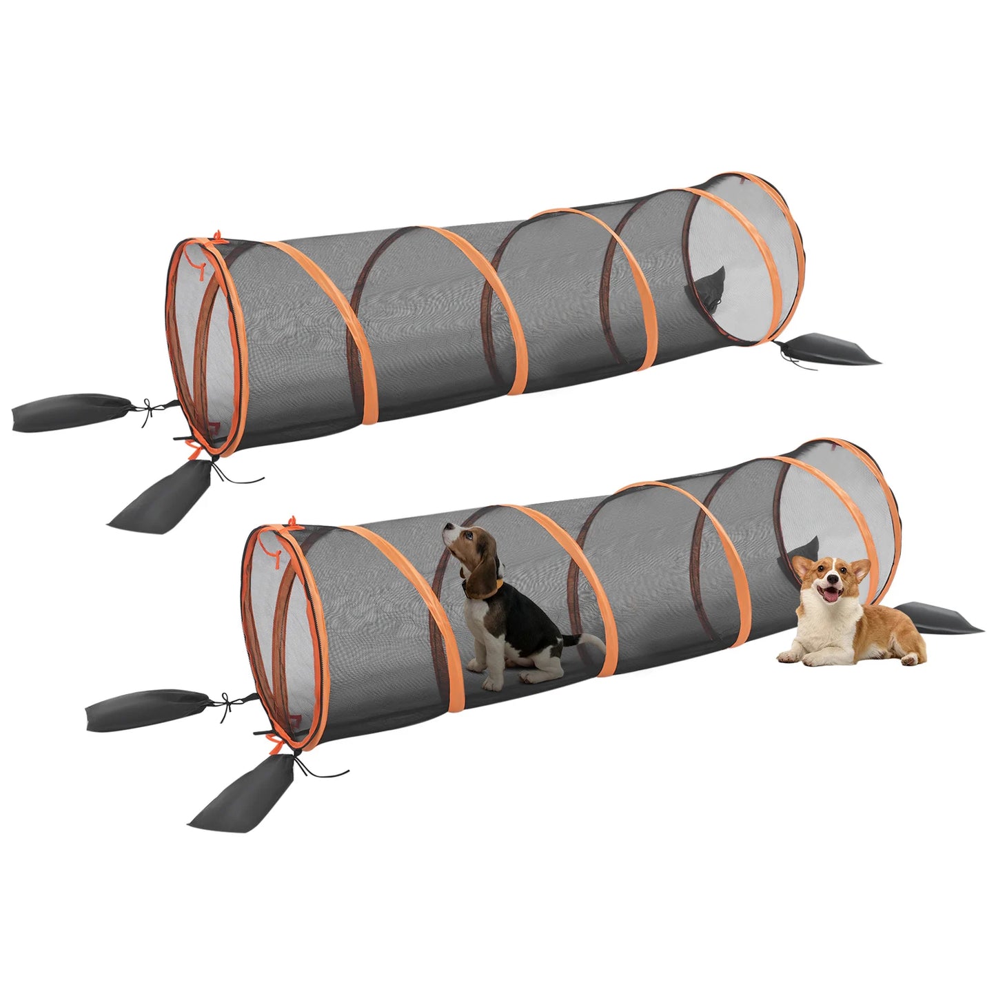 2pcs Foldable Cat Play Tunnel Pet Mesh Channel for Cats and Small Dogs