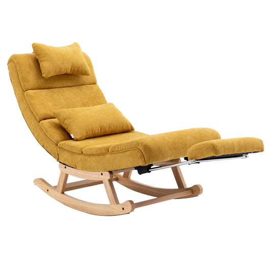 Yellow Upholstered Rocking Chair For Living Room Office