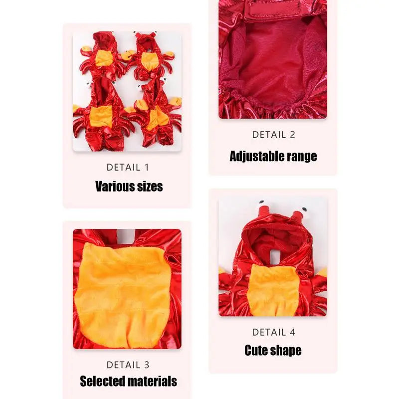 Crab Themed Dog Costume Red Hoodie For Halloween Party