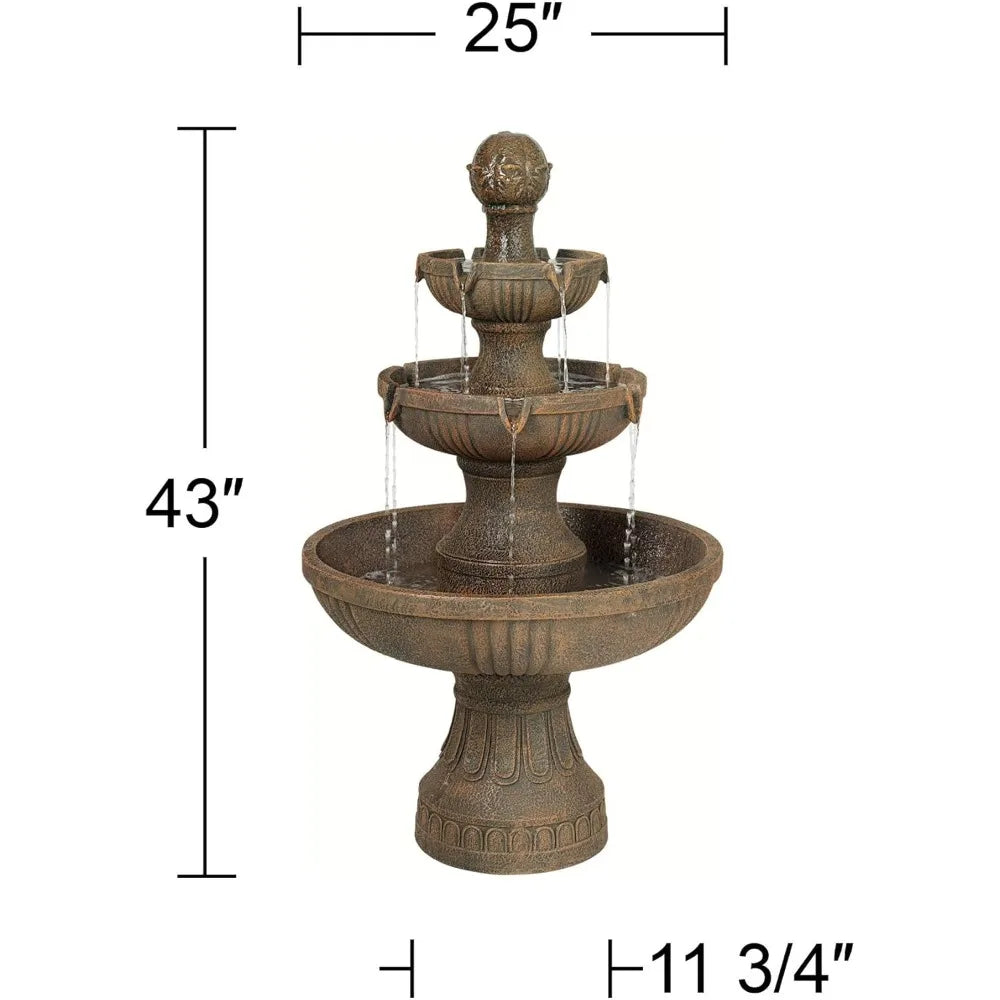 Ravenna Outdoor Floor Bubbler Fountain 3 Tier Cascades