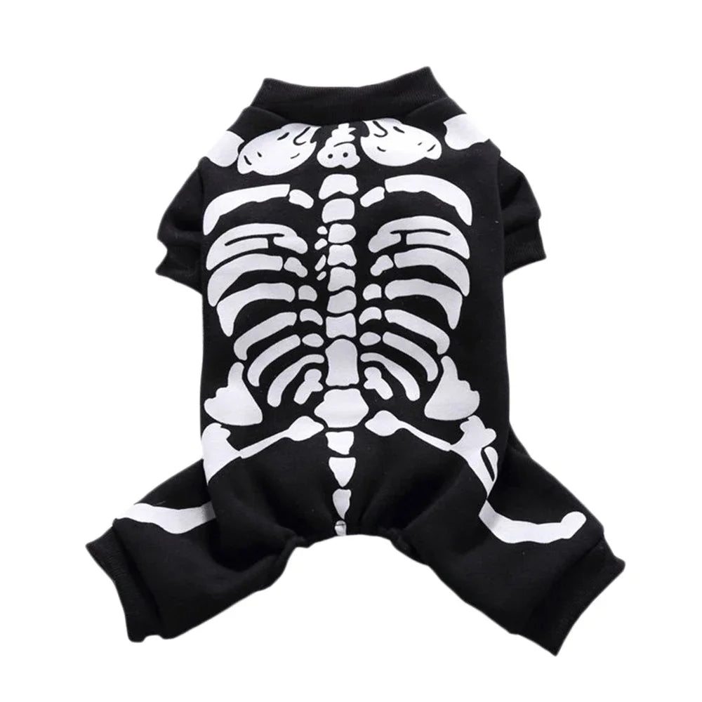 Skeleton Dog Costume Halloween Pet Clothes for Puppies Cats