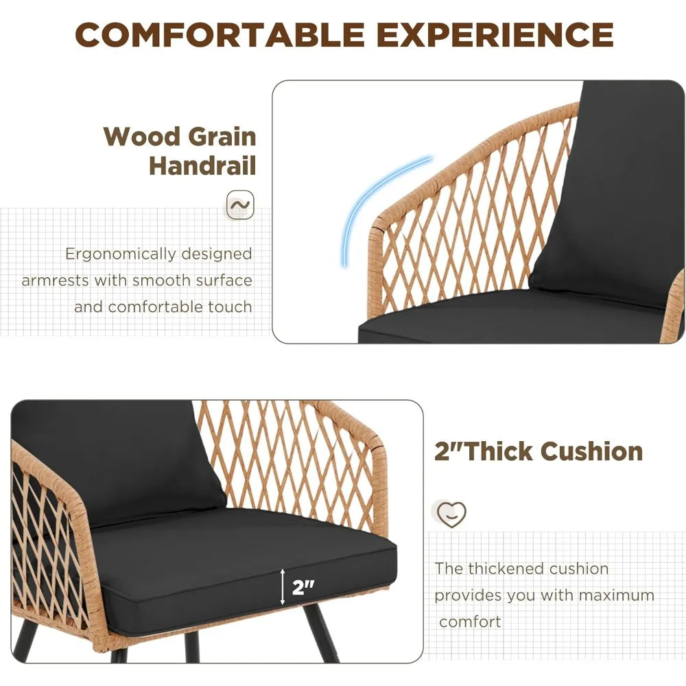 7-Piece All-Weather Rattan Patio Dining Set with 60" Wood Table Top, Removable Cushions & Umbrella Hole - Outdoor Furniture Set