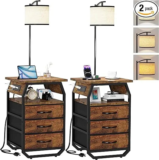 Floor Lamp With Table Set Of 2 End Tables With Lamps
