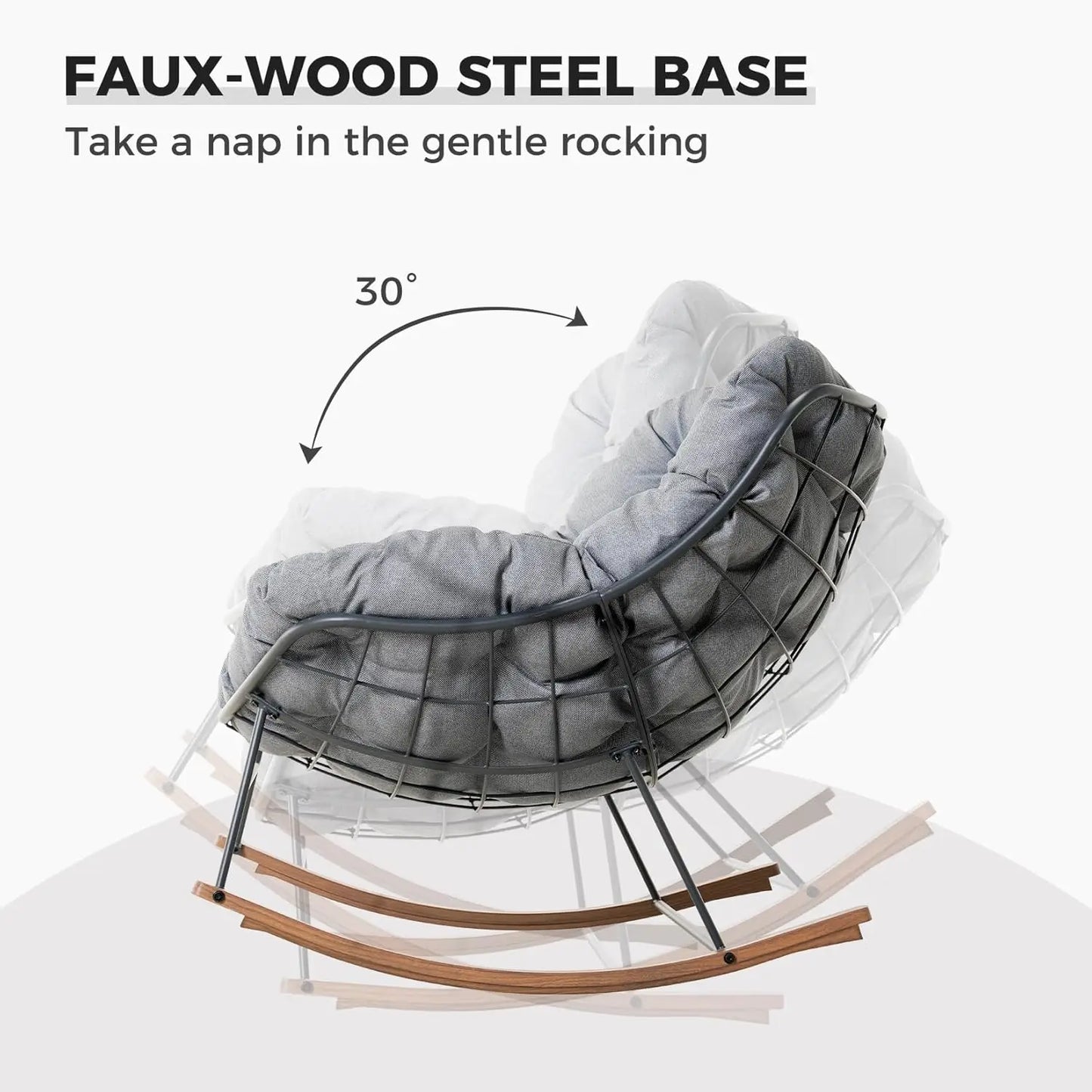 Oversized Papasan Rocking Chair For Two With E Coated Frame