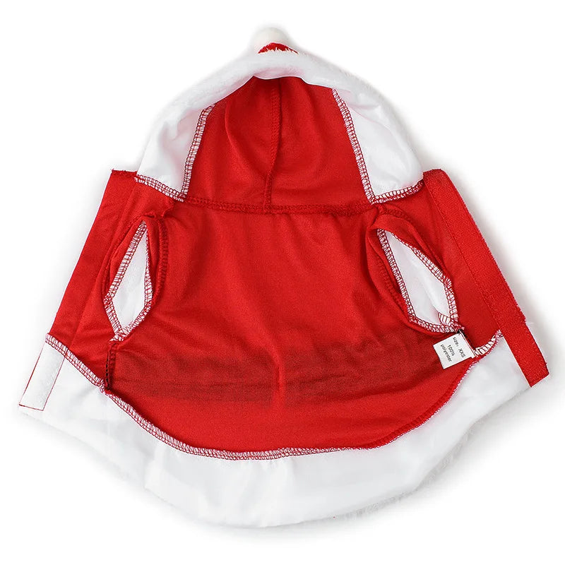 Pet Christmas Santa Coat For Small Dogs And Cats Hooded Winter Outfit