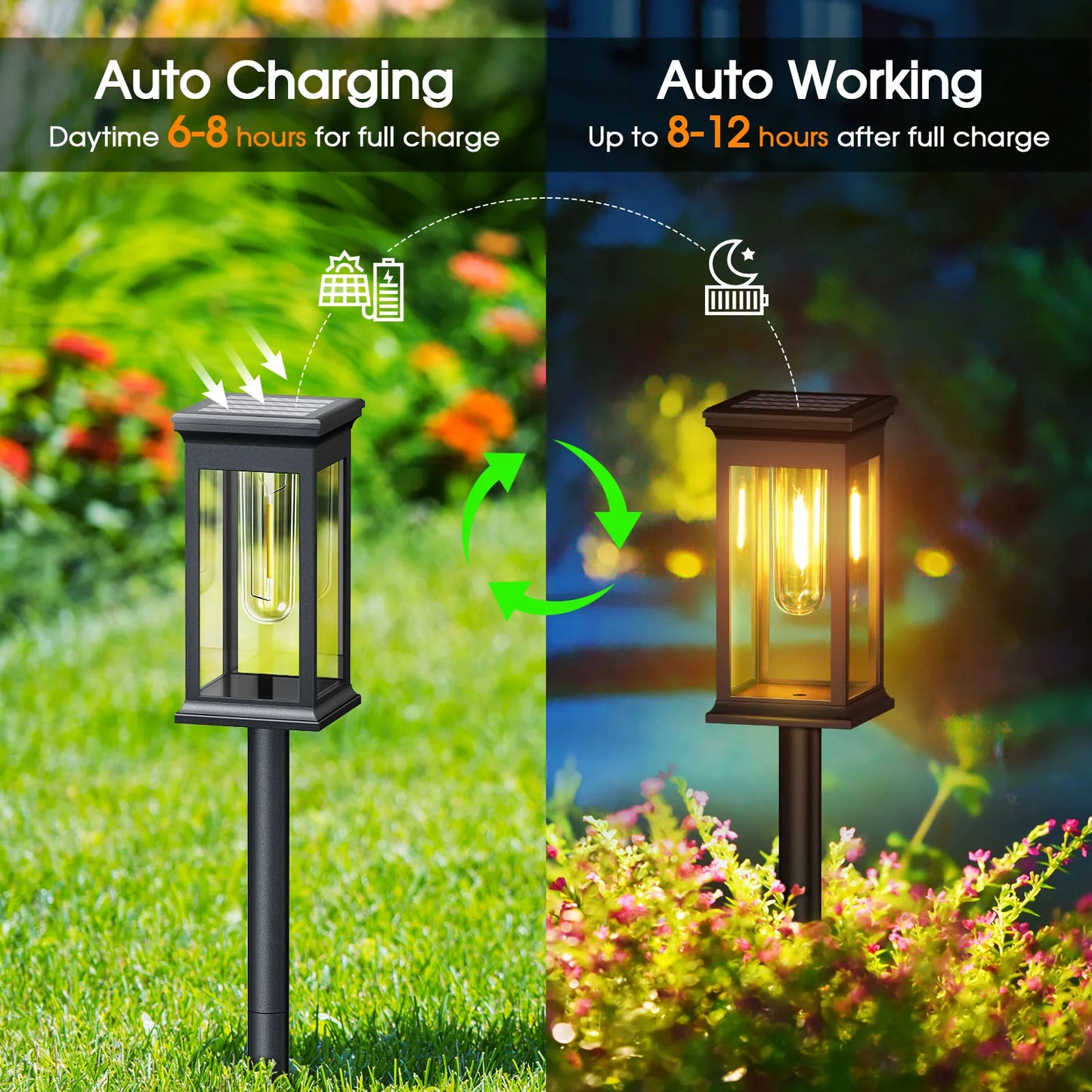 Upgraded Solar Lights 2 6 12 Pack Warm White 2700K Walkway